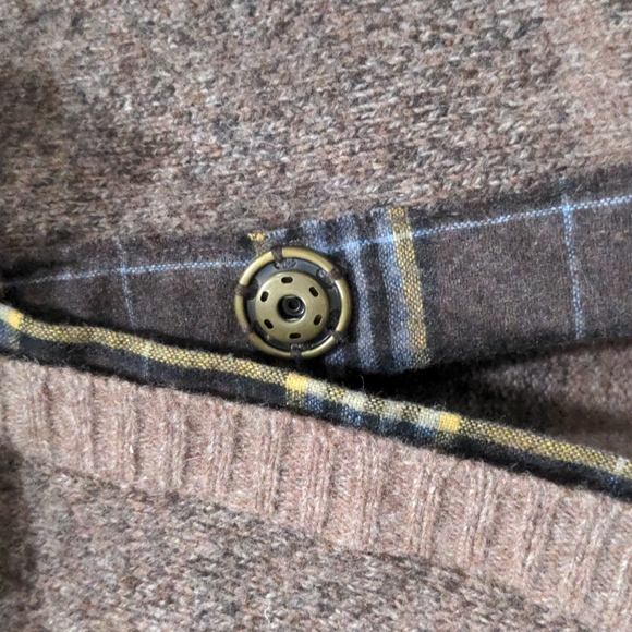 Free People Vintage/Retro Look M Wool Blend Button Cardigan Sweater Brown Plaid - Picture 2 of 8